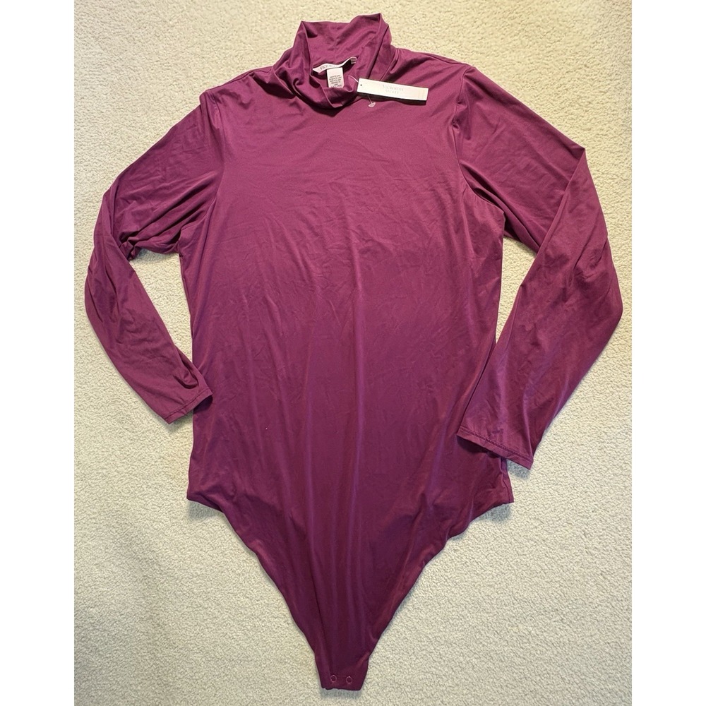 Victoria's Secret Dark Plum Feather Soft Mock Neck Long Sleeve Bodysuit NWT